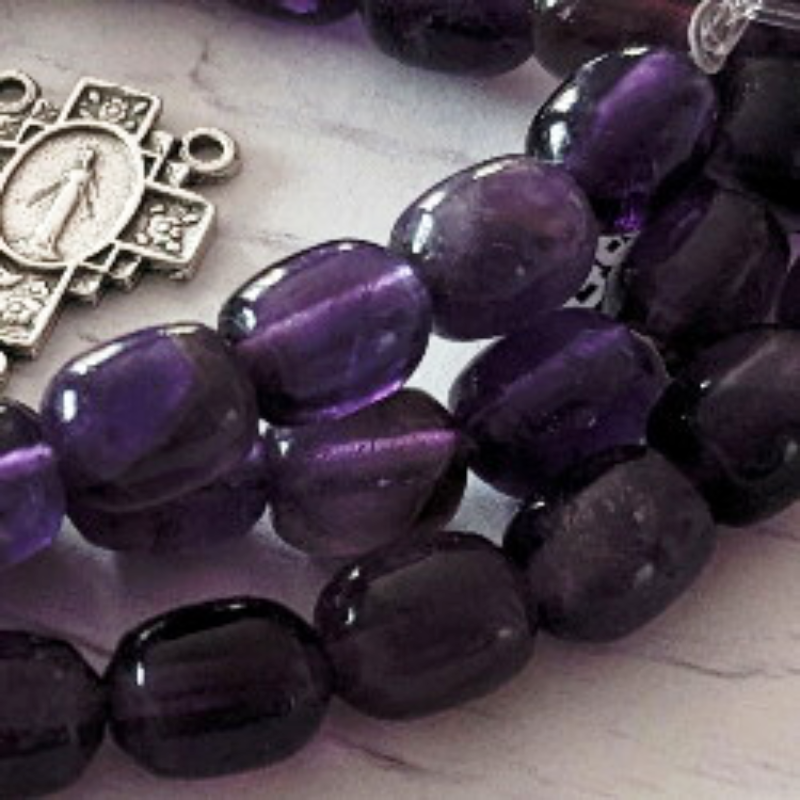 amethyst 8mm egg shaped stone beads