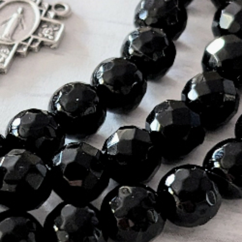 black onyx 8mm faceted