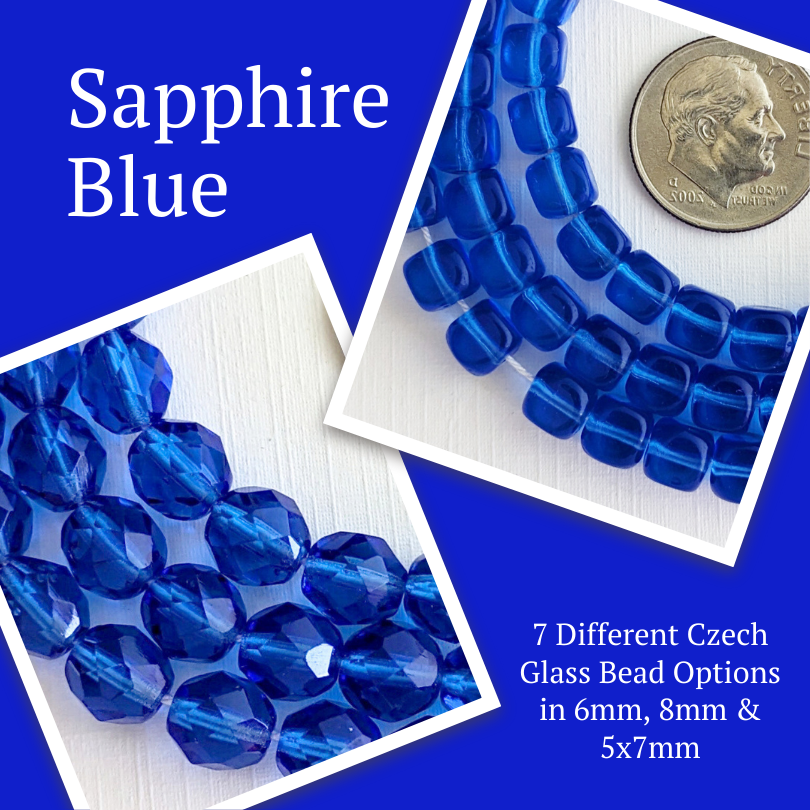 Sapphire Blue Czech&nbsp;Glass